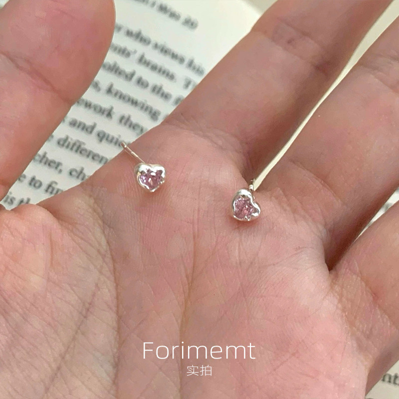 S999纯银mini粉色爱心耳钉小众女2025爆款轻奢高级感耳饰小巧精致,饰品/流行首饰/时尚饰品新,耳钉,淘宝优惠券,粉丝福利购,淘宝优惠卷