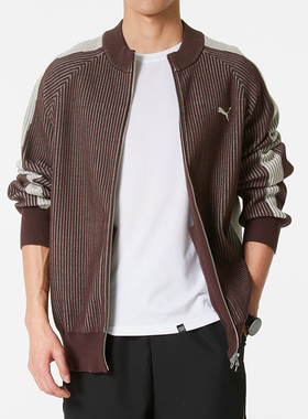 PUMA彪马男装2025冬季新款T7 Sweater时尚针织夹克外套637434