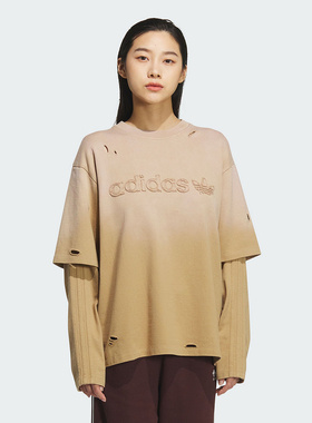 Adidas阿迪达斯三叶草女装2025冬季新款2IN1 TEE LS长袖T恤KS8496