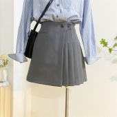 灰色西装 百褶裙半身裙女2025春夏高腰a字短裙显瘦百搭防走光裙子