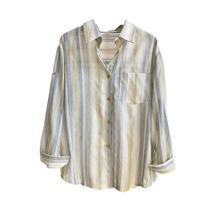 渐变扎染竖条纹衬衫女2025春薄款设计感小众宽松慵懒防晒开衫衬衣