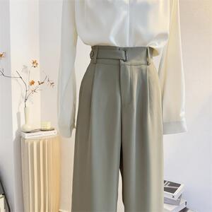 垂感西装裤女2025春夏季高腰直筒宽松窄版阔腿裤通勤气质休闲西裤