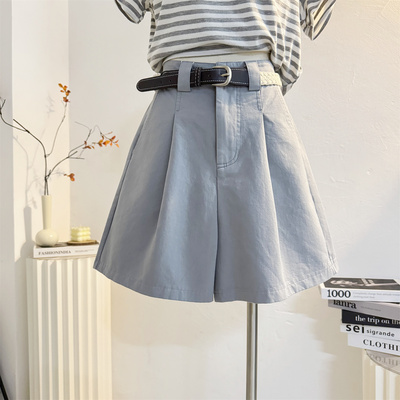 宽松高腰a字阔腿休闲工装短裤女