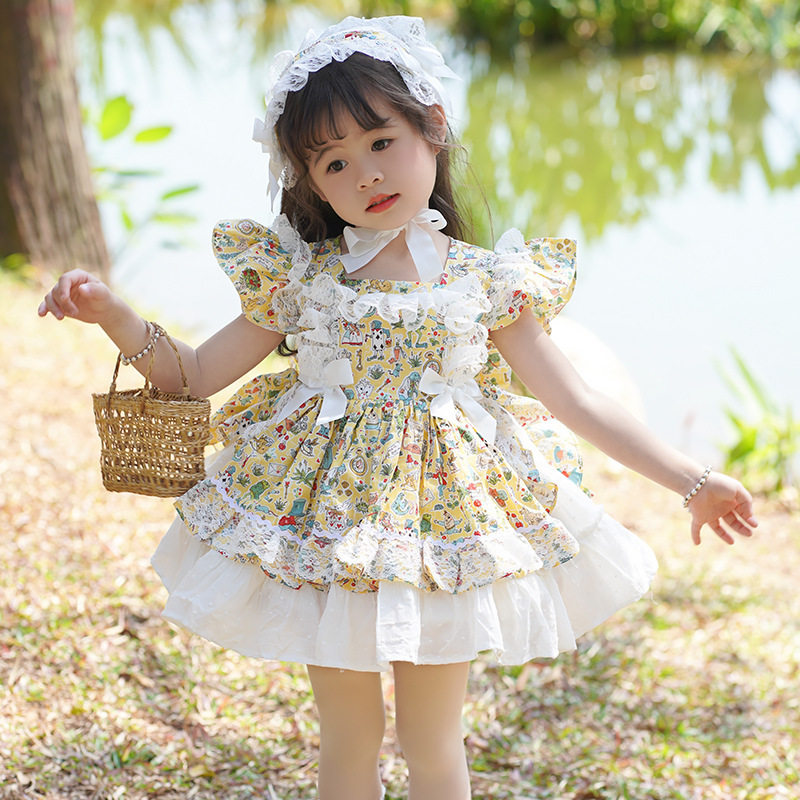 女童露背洛丽塔夏天卡通印花