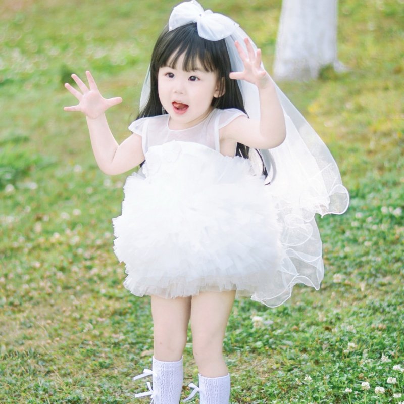 女童婚纱周岁礼服女宝生日公主裙六一表演网红主持人舞台走秀演出