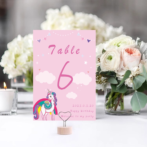 定制小马宝莉粉色桌卡桌号牌生日