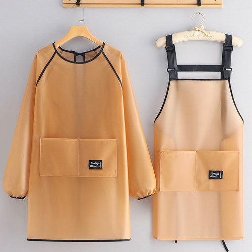 新款2026防水长袖围裙女家用厨房罩衣男女餐饮专用工作服定制LOGO