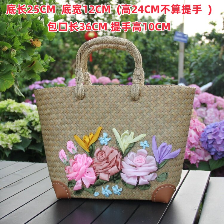 新款泰国进口原创民族特色中式复古手工海草编制草绳提手女士提包
