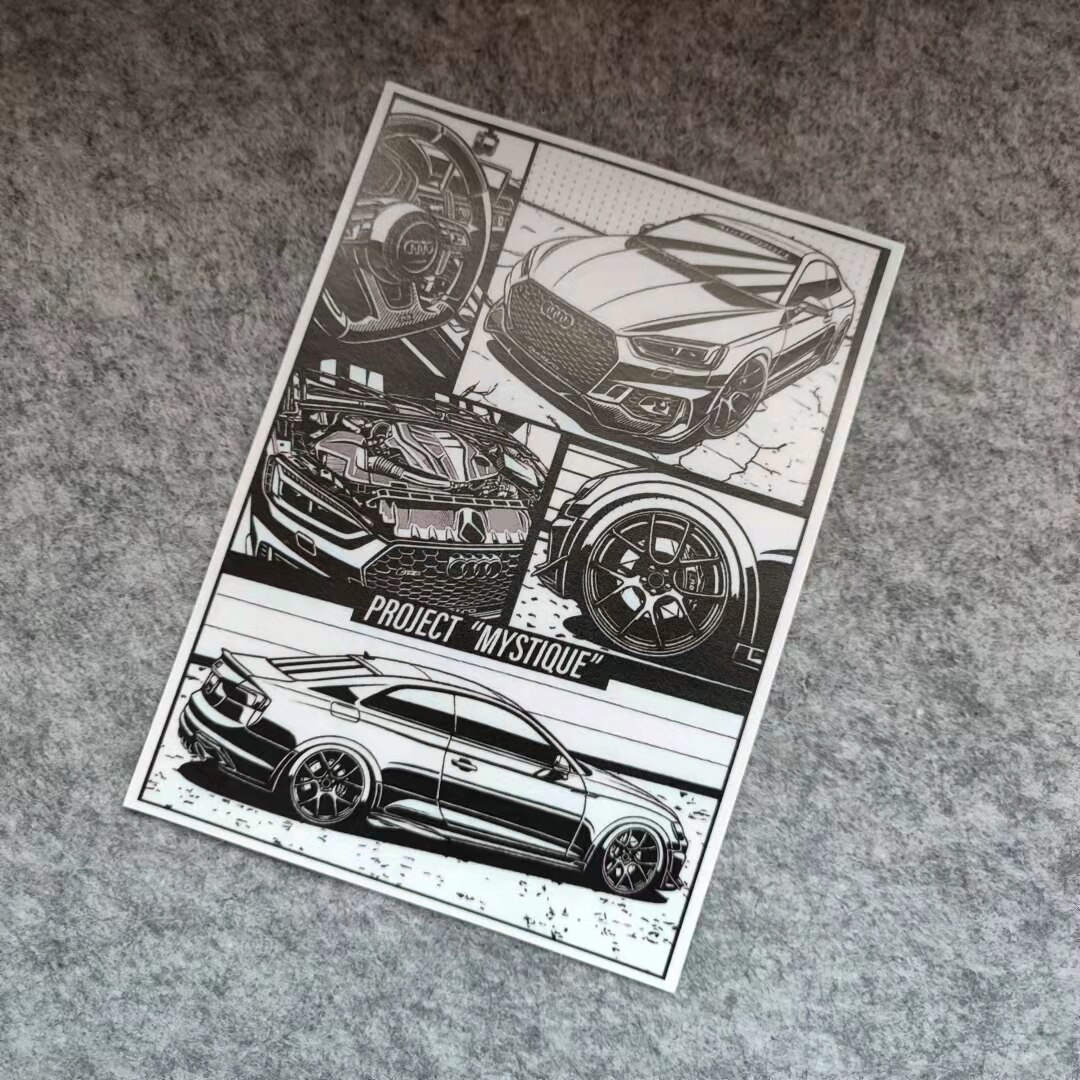 黑白日系漫画风机车改装PVC个性侧窗痛车摩托贴电动车烫画D1999