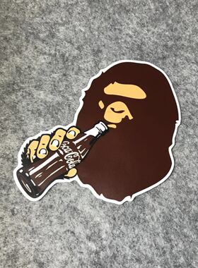 个性汽车摩托改装车贴后喝饮料猿人头BAPE 卡通漂移机车摩托D718