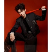 金属扣设计感立领垫肩夹克西服 外套痞帅风中山装 He刺野 黑色短款