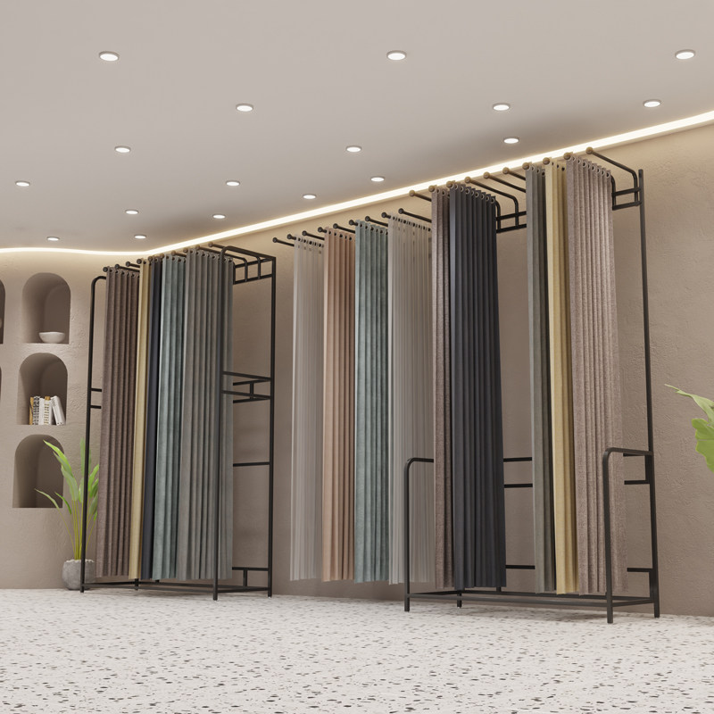 窗帘店摇摆杆创意落地式展厅布置吊卡上墙墙货架布艺展示架组合