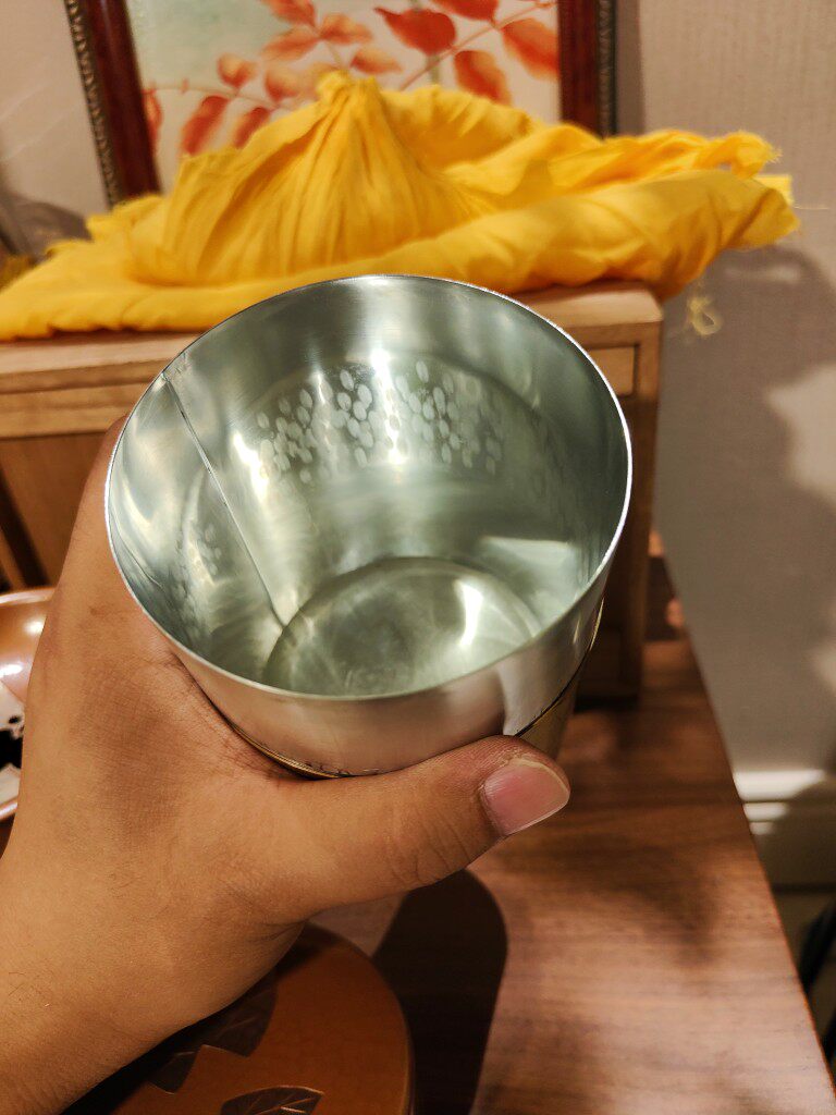 日本玉川紫铜茶叶罐手工捶打