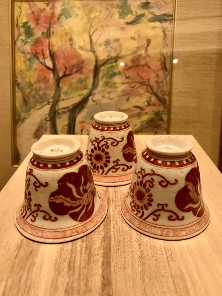 07日本进口九谷烧昭和初老货赤绘描金日式复古茶杯盏老货单只价