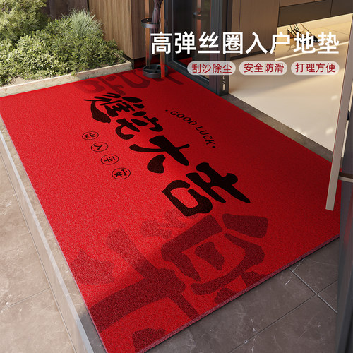 入户门地垫红色丝圈2025新款新年门口脚垫家用进门乔迁喜庆地毯