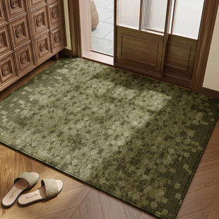 入户门地垫2025新款 中古风免洗进门脚垫家用耐脏防滑绿色覆古地毯