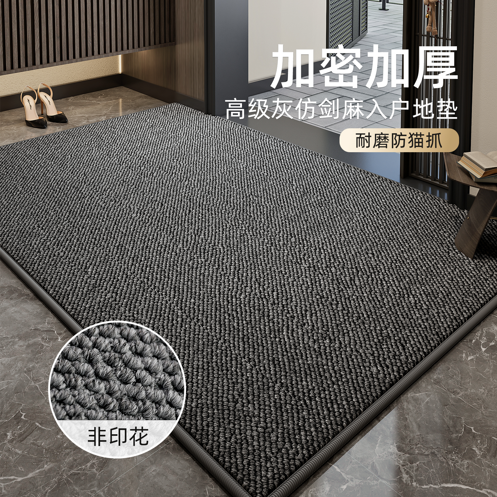 入户地垫2025新款高级感门口脚垫彷剑麻家用耐脏防滑进门玄关地毯