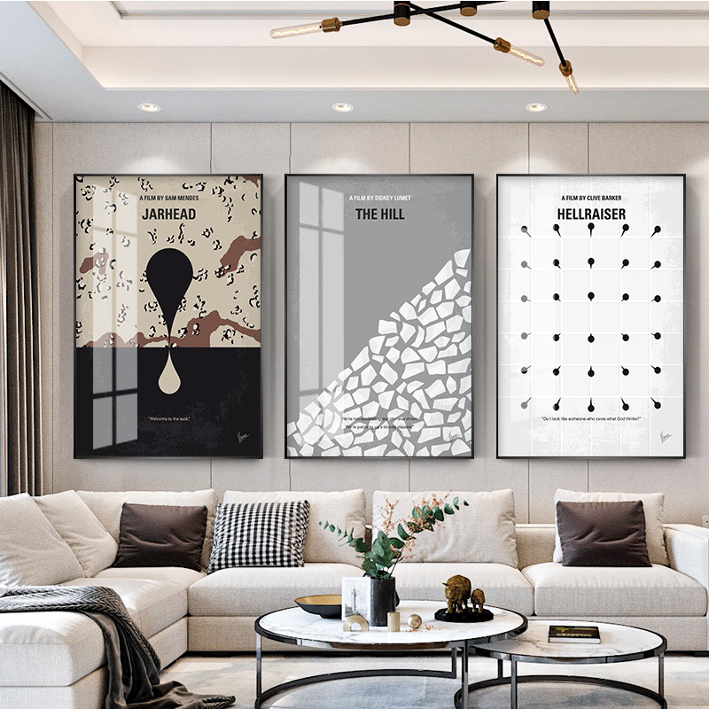 现代简约客厅装饰画几何抽象画挂画沙发背景墙壁画时尚创意组合画