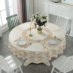 180cm欧式轻奢PVC家用可水洗PVC餐桌布饭店大圆形酒店圆桌布布艺