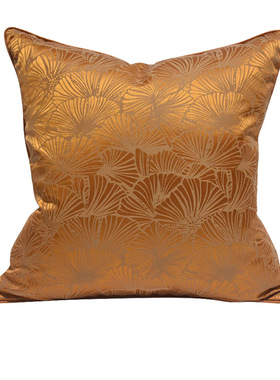 轻奢样板间橙色植物花卉荷叶图案沙发抱枕靠垫套现代卧室阳台靠枕