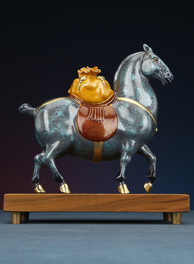铜天下彩铜《马上有钱》马摆件家居办公室祝福新品装饰品摆设