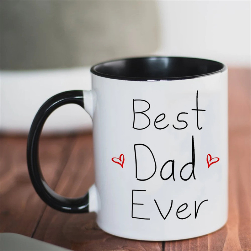 新品Fathers父亲节Day陶瓷咖啡马克杯水杯DAD内彩杯子新品新