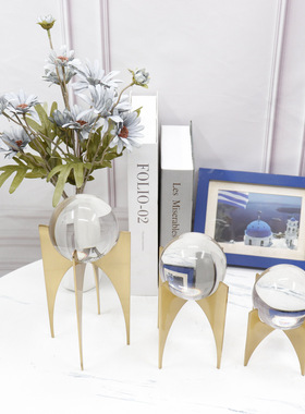 办公室摆件现代水晶球装饰品老板桌面摆设招财商务时尚工艺品玻璃