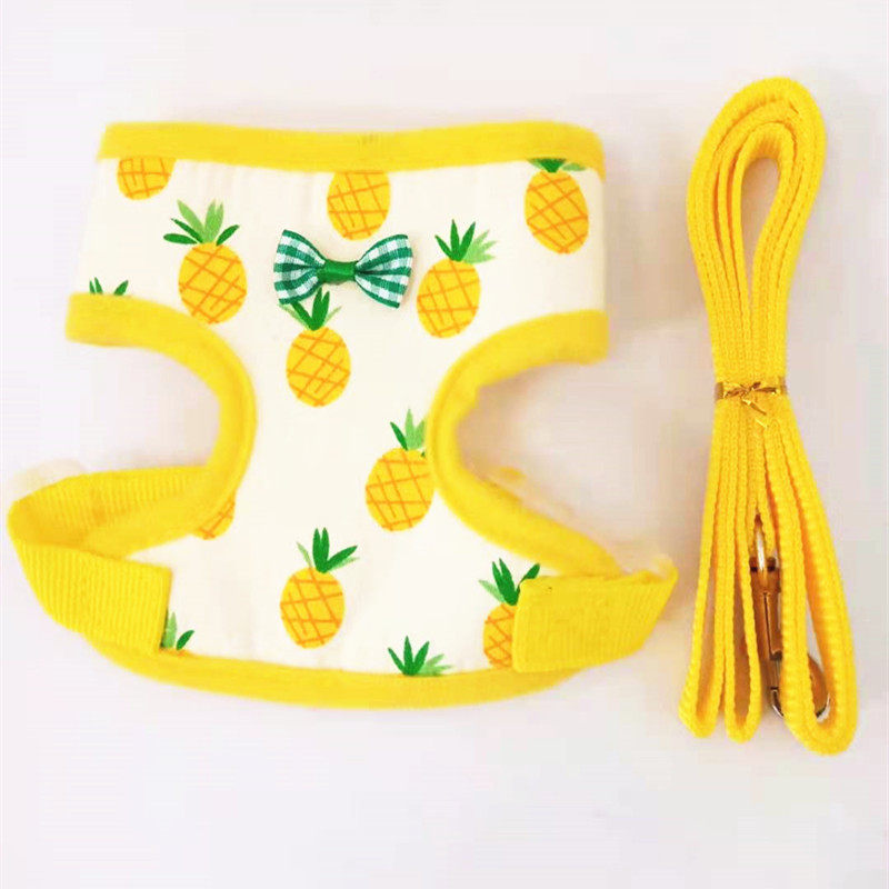 印花网布宠物用品胸背牵引套装反光宠物胸背鸡鸭格子透气猫狗背心