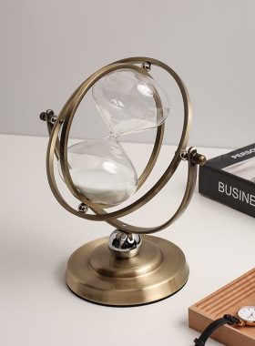 轻奢旋转沙漏计时器高档办公室桌家居客厅电视柜书柜装饰品摆件