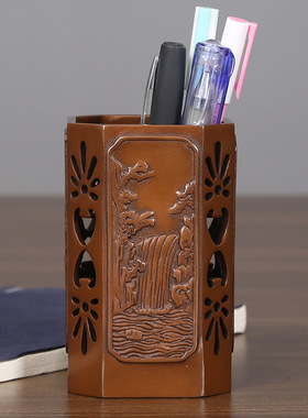 【黄山四绝】紫铜笔筒办公桌创意笔筒摆件工艺品教师节礼物