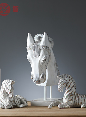创意树脂工艺动物造型摆件办公室客厅简约摆件家用软装