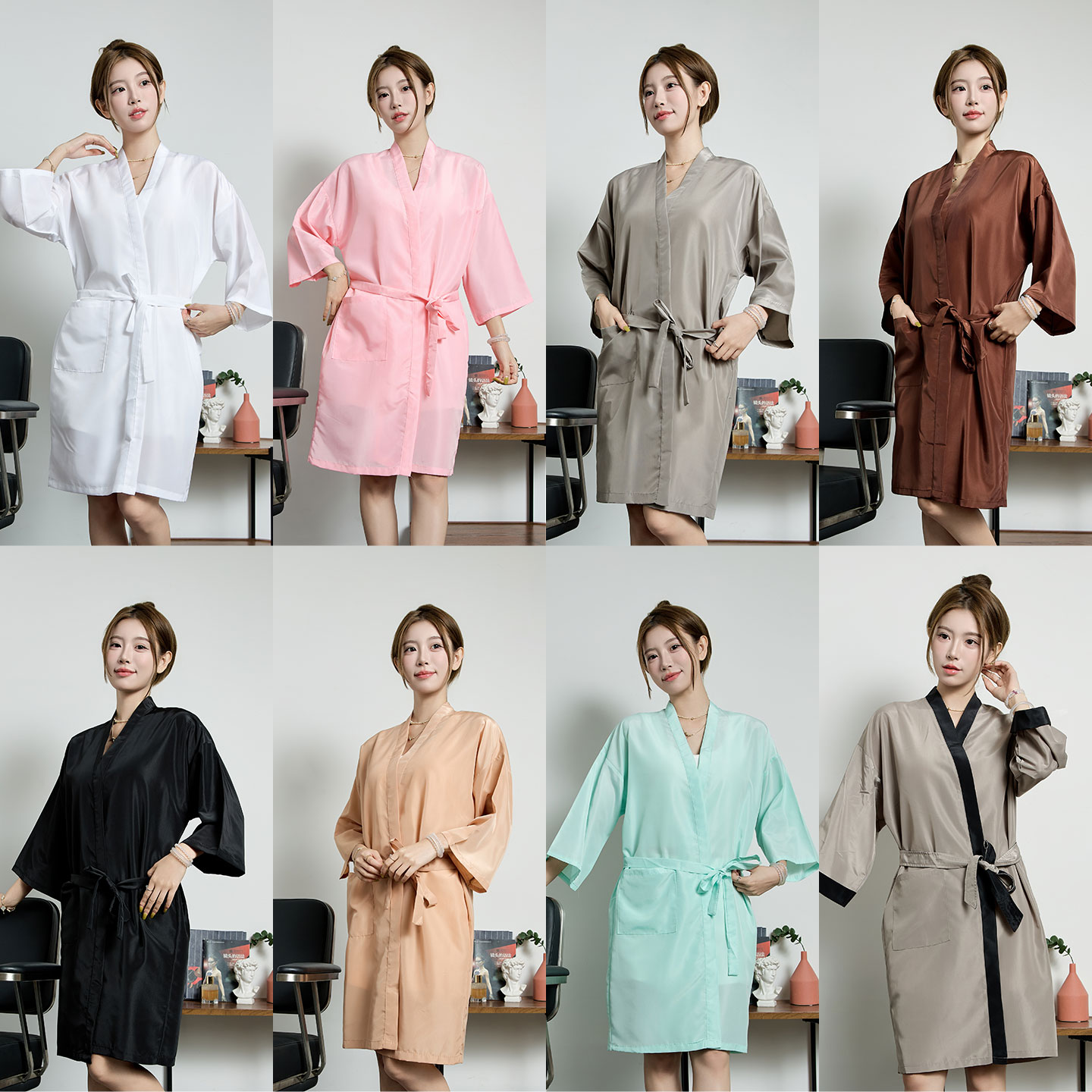 理发店高端客袍防水发廊染发美发店烫染染发衣剪发和服长袖可定制