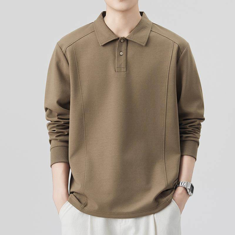 MAROLIO~高端重磅潮牌翻领长袖T恤男春秋内搭打底衫t男士POLO衫