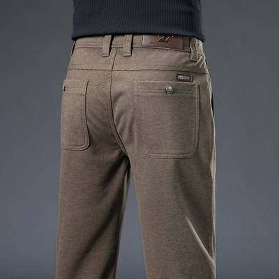香港高端卡其色休闲裤男秋冬款2025新款百搭宽松直筒卫裤子系皮带