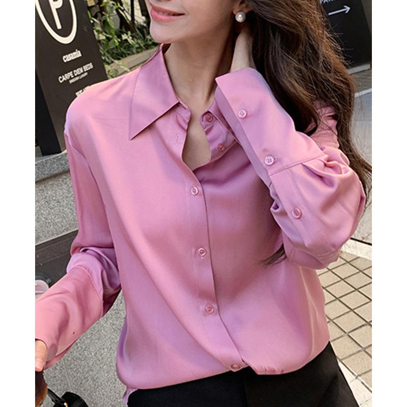 欧洲站弹力缎面衬衫女高级感轻奢减龄洋气2025新款春夏长袖上衣潮