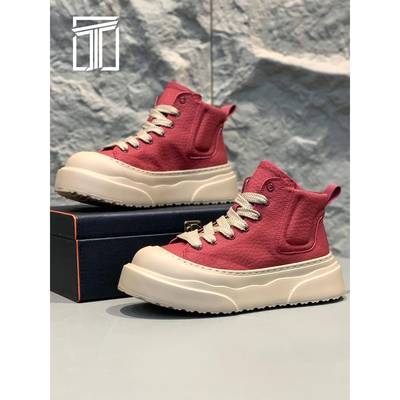 香港ITUN7G冬季新款男鞋厚底增高高帮板鞋加绒时尚百搭运动休闲鞋