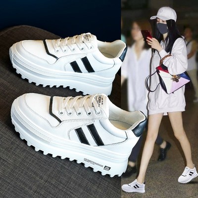 厚底小白鞋内增高8CM秀气老爹鞋秋单鞋轻便运动鞋网红登山鞋