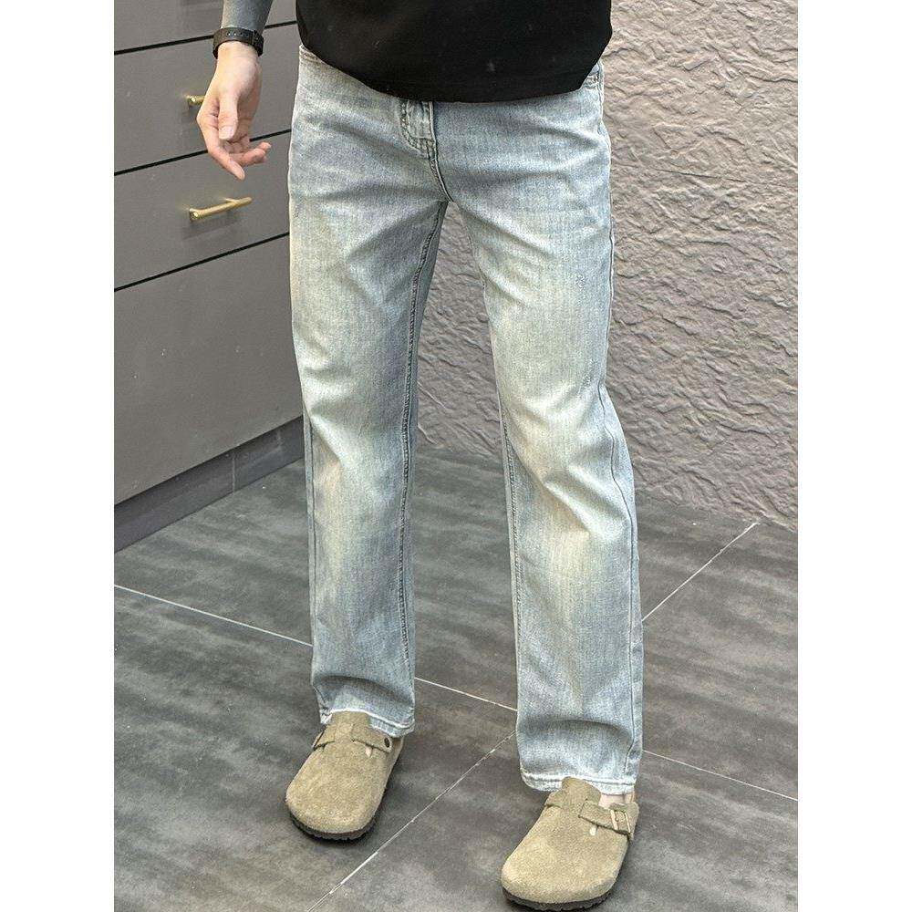 香港净版直筒牛仔裤男秋季2025新款时尚休闲百搭弹力宽松弯刀裤