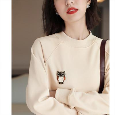 欧洲站长袖卫衣T恤女2025新款爆款春秋冬加绒加厚宽松大码打底衫