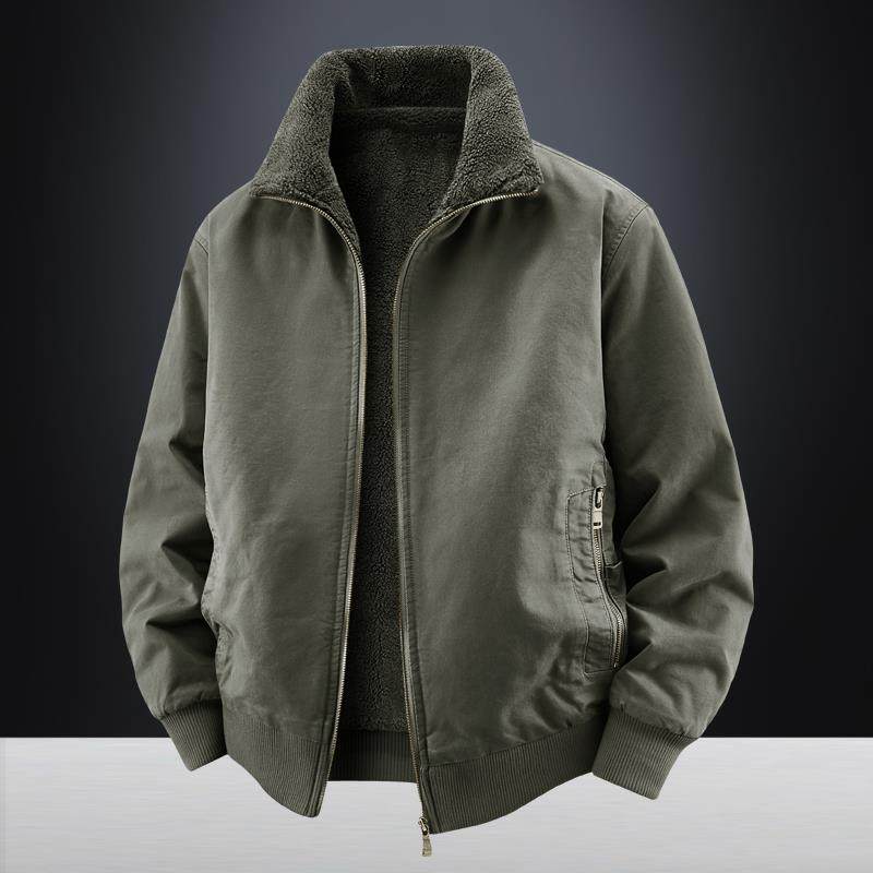 MAROLIO~两面穿棉衣男冬季2025新款翻领纯棉飞行员棉服羊羔绒男士