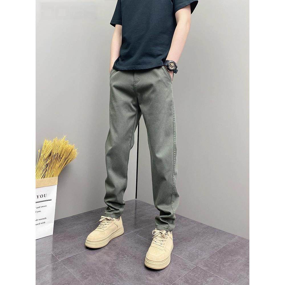 GM新潮 韩版男士直筒休闲裤秋冬加绒加厚修身潮流美式小脚长裤子