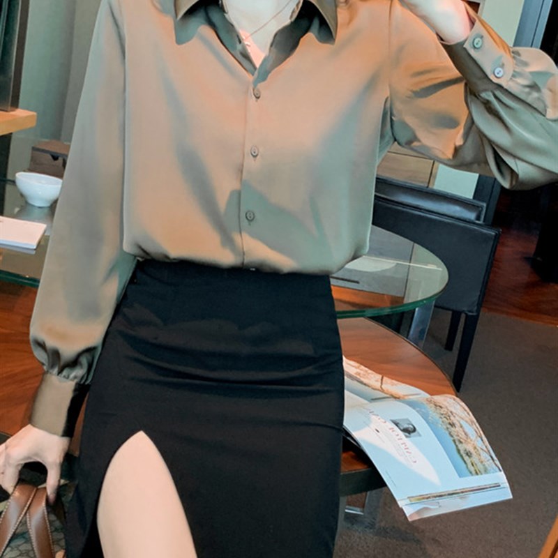 JOLIMENT职业衬衫女洋气小衫2025年秋季新款时尚百搭宽松纯色上衣