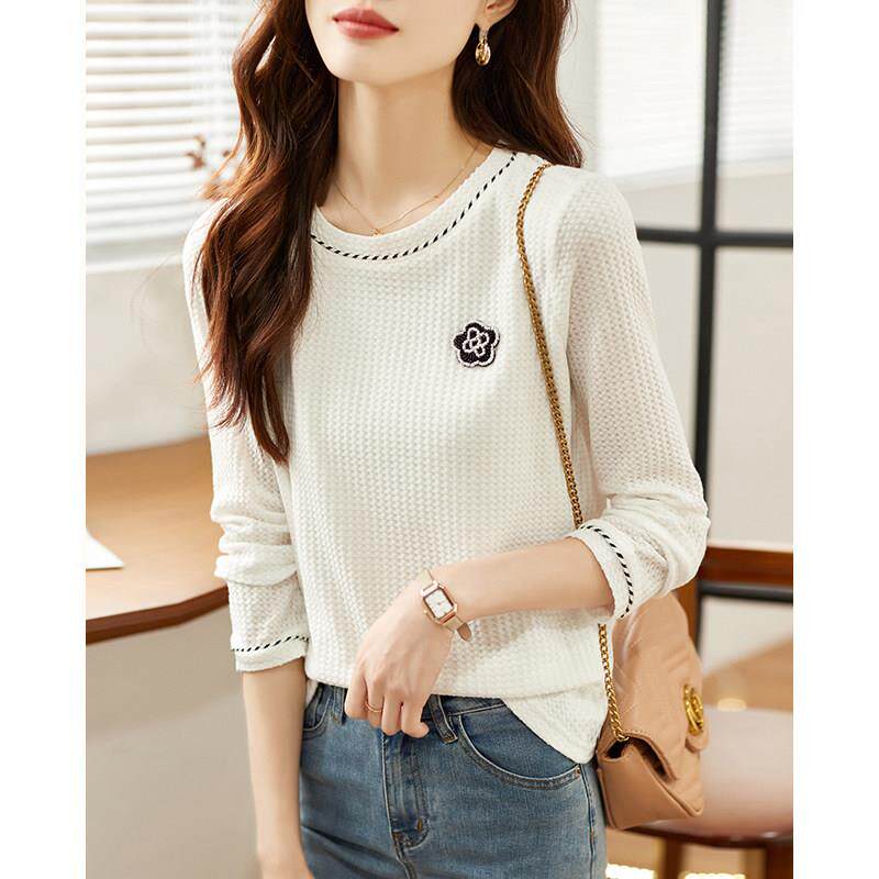 欧洲站白色长袖T恤女小个子宽松2025新款春秋季潮宽松大尺码打底