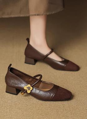 真皮气质高级高跟鞋女2025年春秋新款绝美晚晚配裙鞋不累脚单鞋子