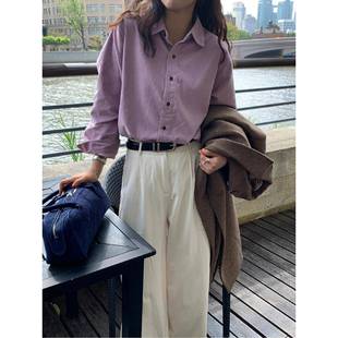 韩国磨毛灯芯绒衬衫女长袖春秋季流行宽松显瘦上衣覆古港味衬衣