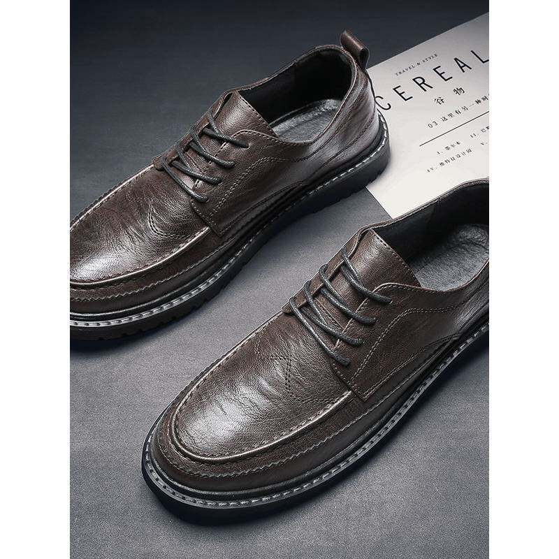 时尚英伦风真皮布洛克男鞋2025新款休闲商务鞋潮流百搭覆古小皮鞋