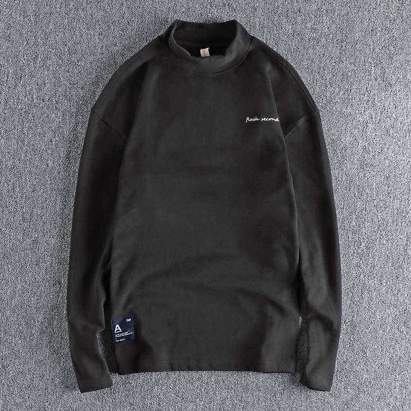 代购潮男秋冬简约刺绣字母半高领男士长袖T恤宽松百搭保暖打底衫,男装,T恤,淘宝优惠券,粉丝福利购,淘宝优惠卷