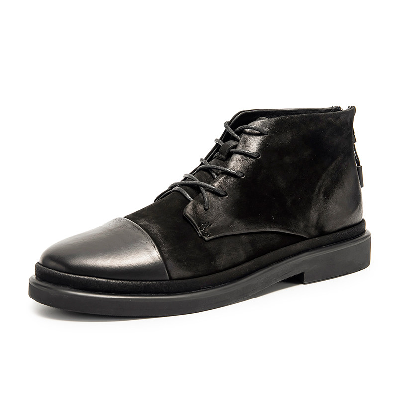 擦色做旧马丁靴短靴春季新款男靴英伦风工装靴日系复古机车靴