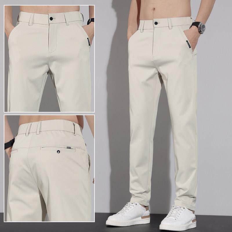 香港春夏季休闲 裤男款修身百搭2025年时尚高端商务浅色潮牌长裤