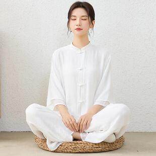 中国风唐装女2025新款盘扣高端道服太极服佛系茶艺师禅服宽松套装